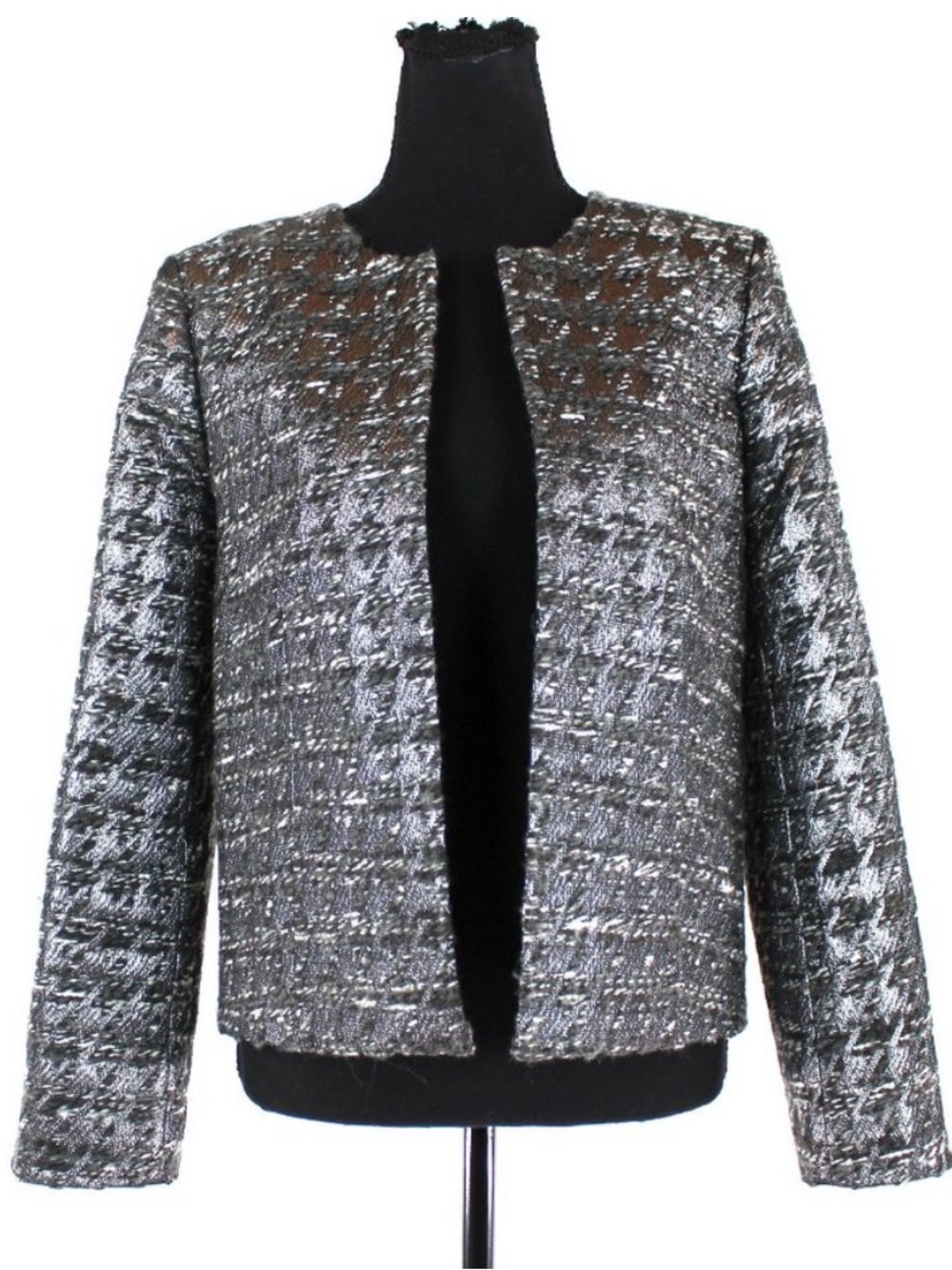 J. Crew Collection  Metallic Phoebe Houndstooth Wool Blend Blazer Size 8